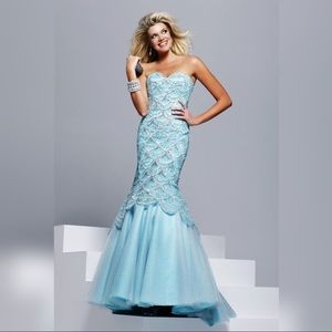 Turquoise beaded Sherri Hill Mermaid Dress